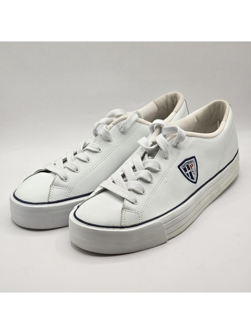 Vintage Men's Ralph Lauren-Polo Sport Shield Leather Nautical Sneakers Size 10.5
